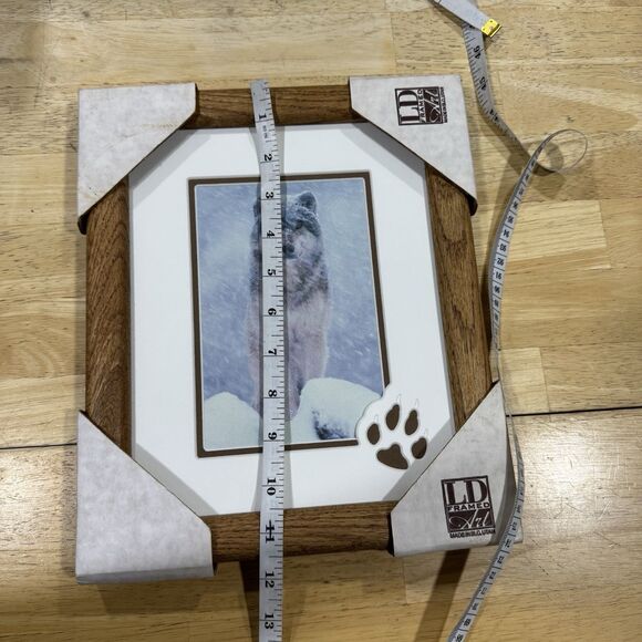 Vintage Wood Framed Wolf Print Paw Matted Cabin Woods Wall Decor 9.5” X 11.5”New - Picture 11 of 12